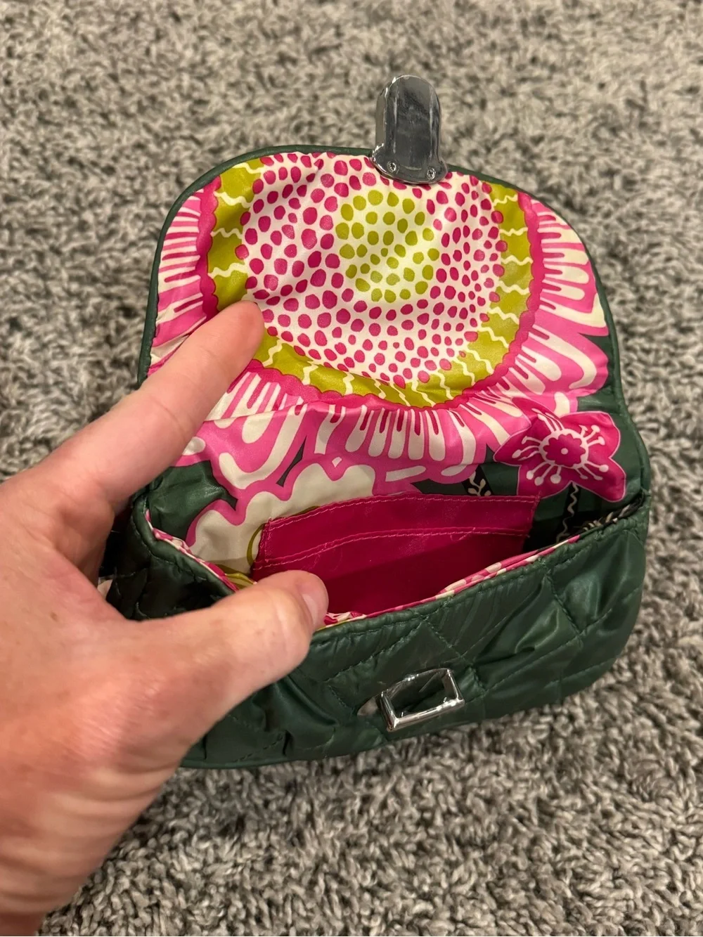 Vera Bradley Green Quilted Wristlet Clutch